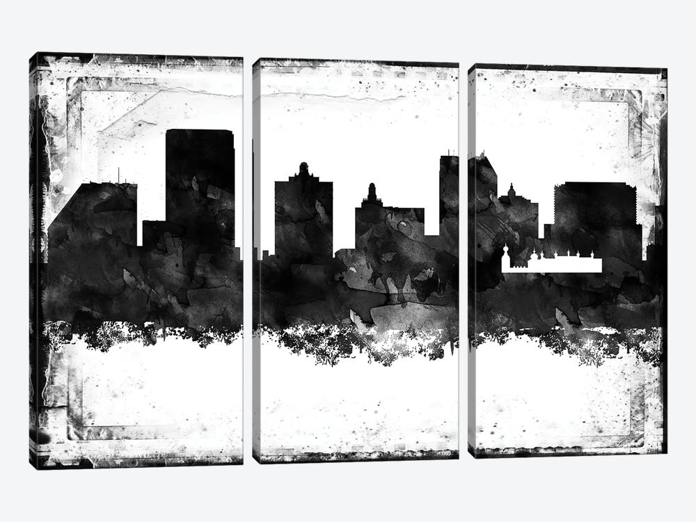 Atlantic City Black & White Film by WallDecorAddict 3-piece Canvas Art