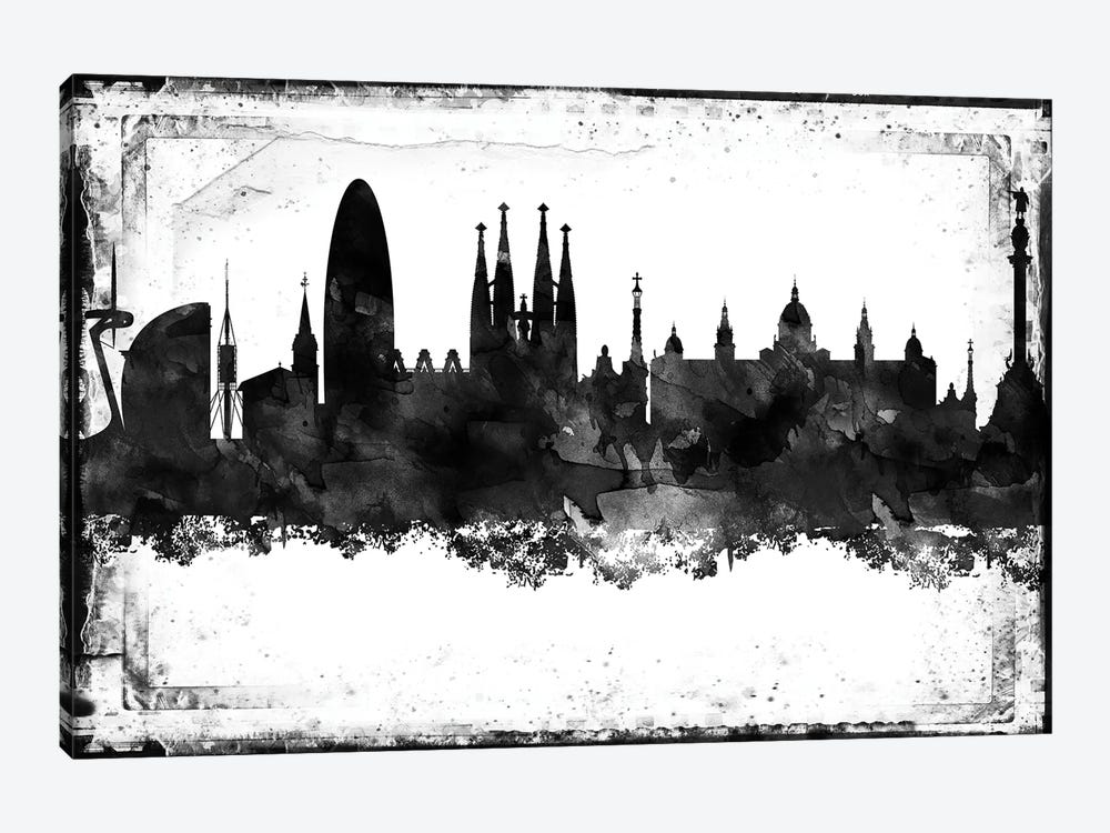 Barcelona Black & White Film by WallDecorAddict 1-piece Canvas Art Print