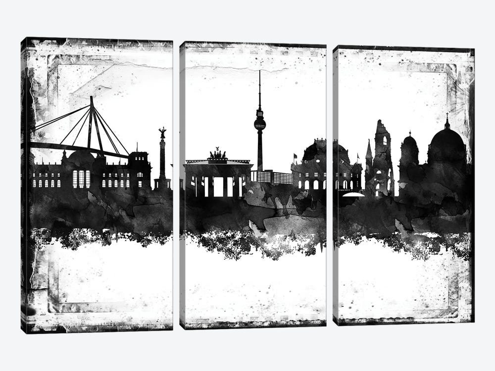 Berlin Black & White Film by WallDecorAddict 3-piece Canvas Artwork