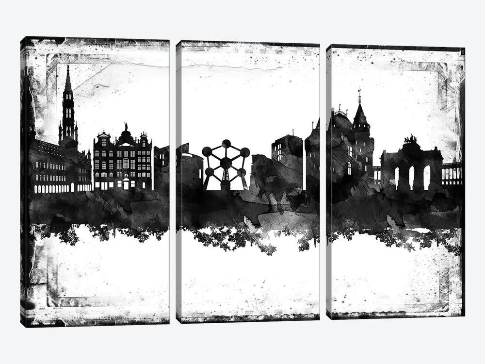 Brussels Black & White Film by WallDecorAddict 3-piece Canvas Artwork
