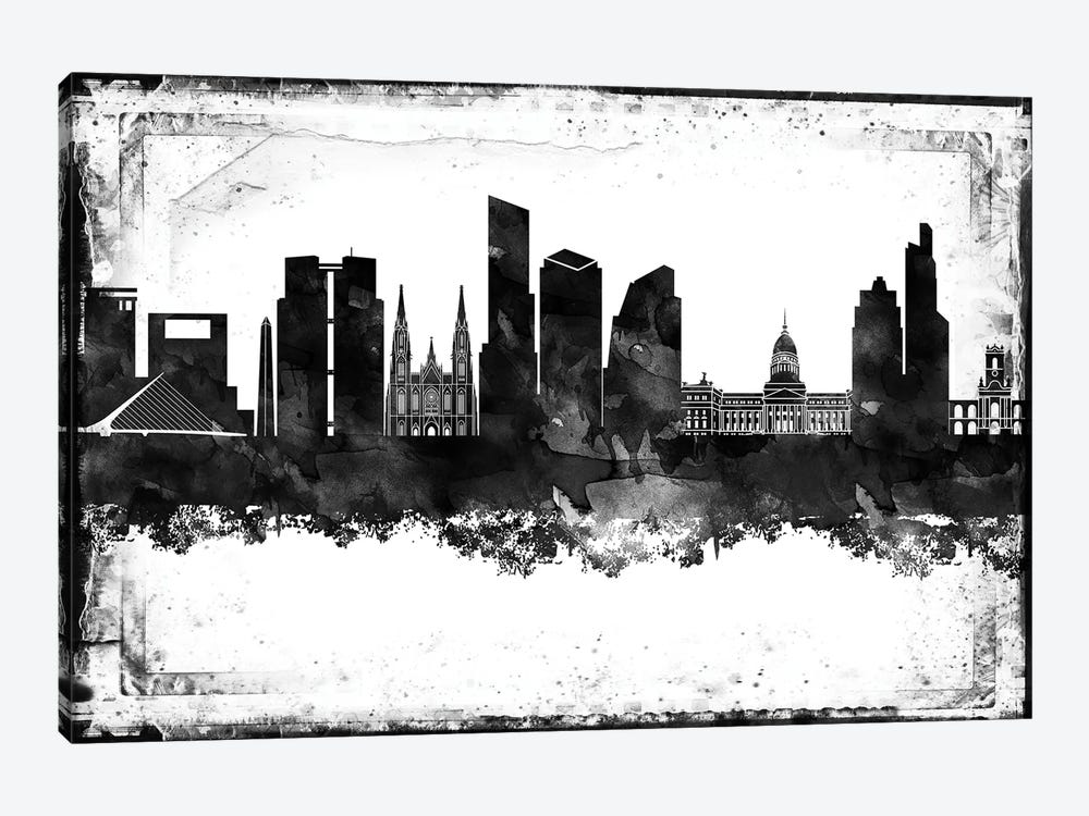 Buenos Aires Black & White Film by WallDecorAddict 1-piece Canvas Artwork