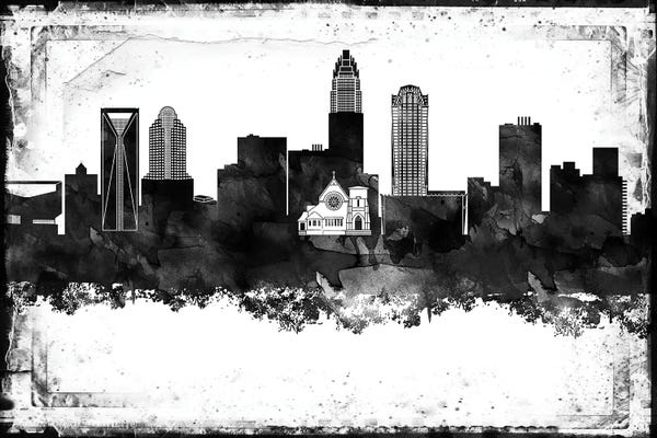 North Carolina: Charlotte Black & White Film by WallDecorAddict