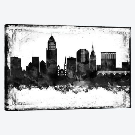 Cleveland Black & White Film Canvas Print #WDA1411} by WallDecorAddict Art Print