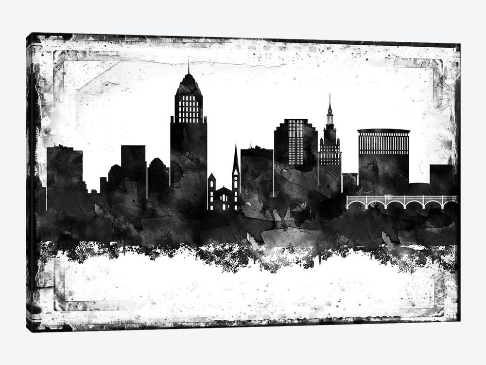 Cleveland Black & White Film by WallDecorAddict 1-piece Canvas Print