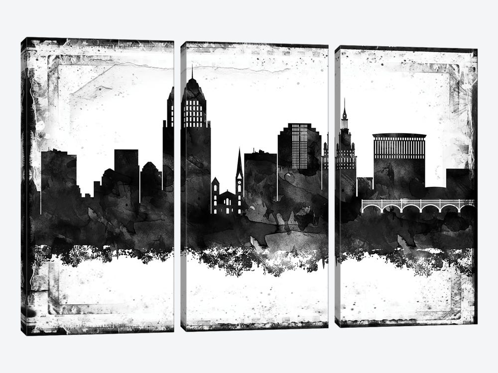 Cleveland Black & White Film by WallDecorAddict 3-piece Art Print