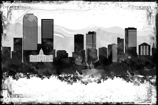 Large Black & White Art - Canvas Prints: Denver Black & White Film by WallDecorAddict