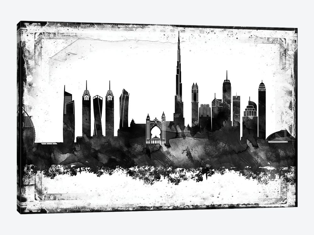 Dubai Black & White Film by WallDecorAddict 1-piece Canvas Art