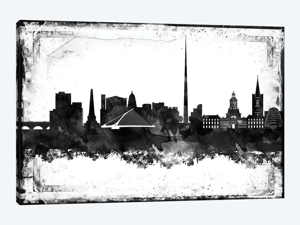 Dublin Black & White Film by WallDecorAddict 1-piece Canvas Print