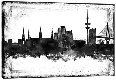 Dusseldorf Black & White Film Canvas Art Print