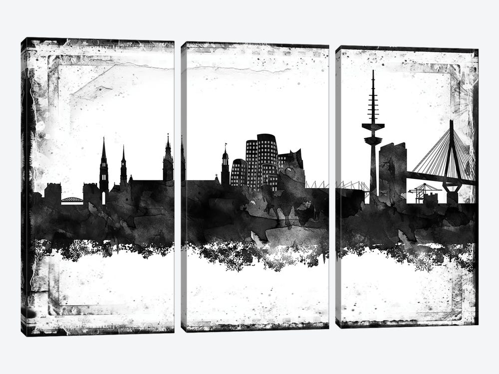 Dusseldorf Black & White Film by WallDecorAddict 3-piece Art Print