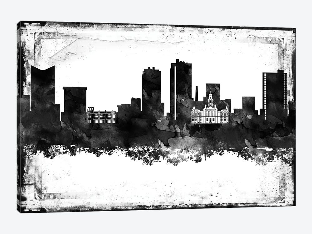 Fort Worth Black & White Film by WallDecorAddict 1-piece Canvas Art Print