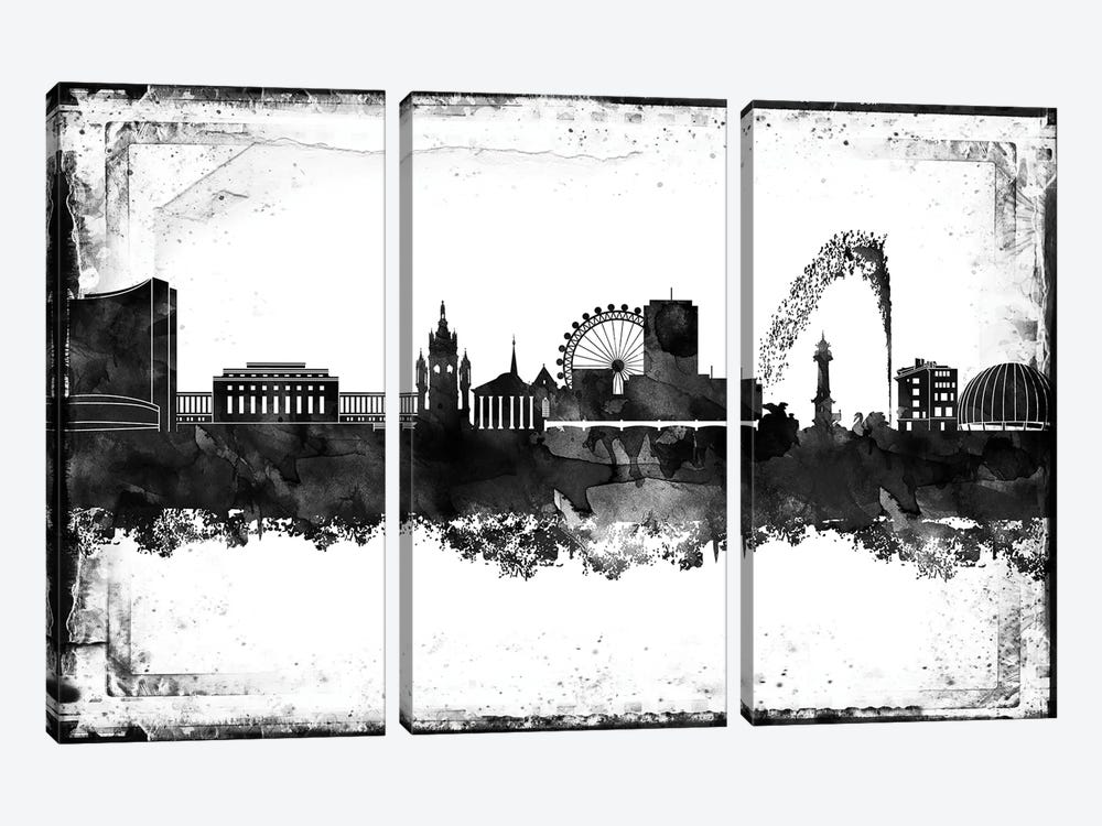 Geneva Black & White Film by WallDecorAddict 3-piece Canvas Wall Art