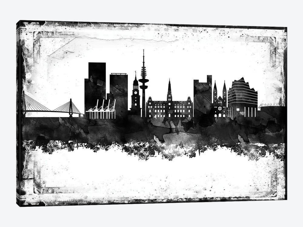 Hamburg Black & White Film by WallDecorAddict 1-piece Canvas Print