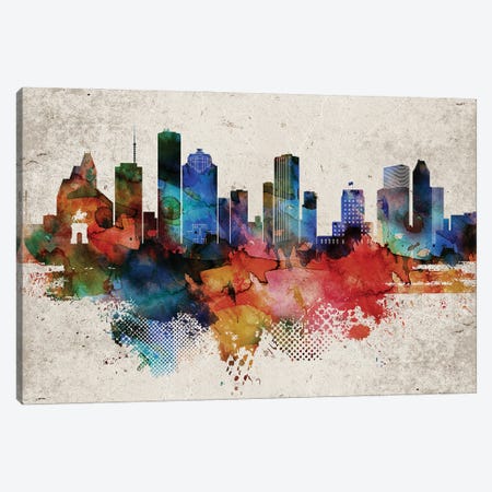 Houston Abstract Canvas Print #WDA142} by WallDecorAddict Canvas Wall Art