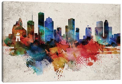 Houston Abstract Canvas Art Print - Texas Art