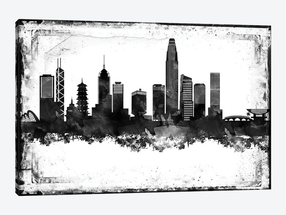 Hong Kong Black & White Film by WallDecorAddict 1-piece Canvas Art Print