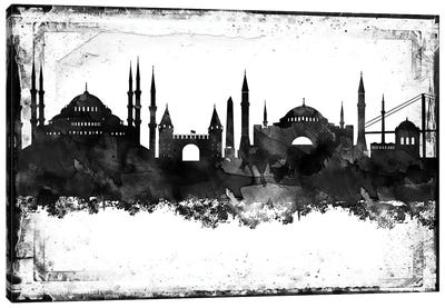 Istanbul Black & White Film Canvas Art Print - Istanbul Art