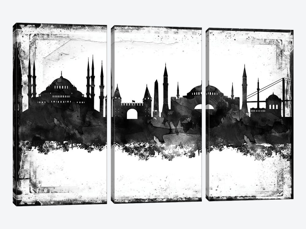 Istanbul Black & White Film by WallDecorAddict 3-piece Canvas Wall Art