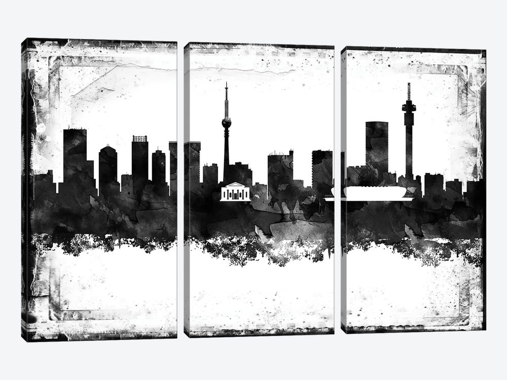 Johannesburg Black & White Film by WallDecorAddict 3-piece Canvas Art
