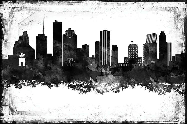 Houston Black And White Framed Skylines