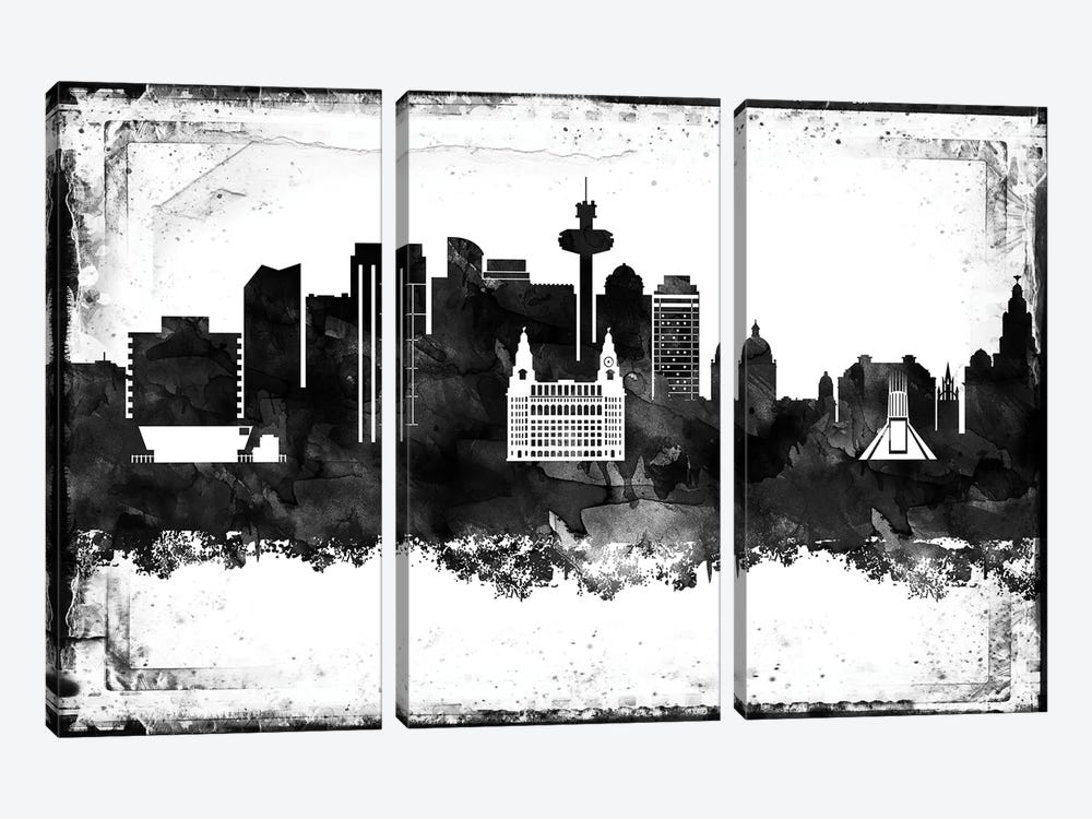 Liverpool Black & White Film by WallDecorAddict 3-piece Canvas Art Print