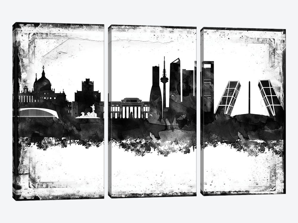 Madrid Black & White Film by WallDecorAddict 3-piece Art Print