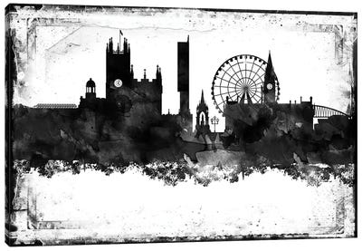 Manchester Black & White Film Canvas Art Print - Manchester