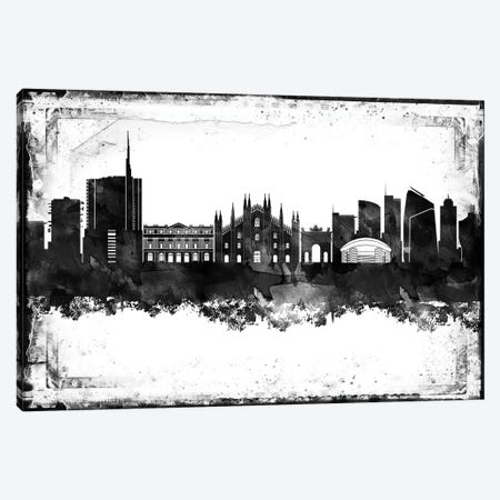 Milan Black & White Film Canvas Print #WDA1448} by WallDecorAddict Canvas Artwork