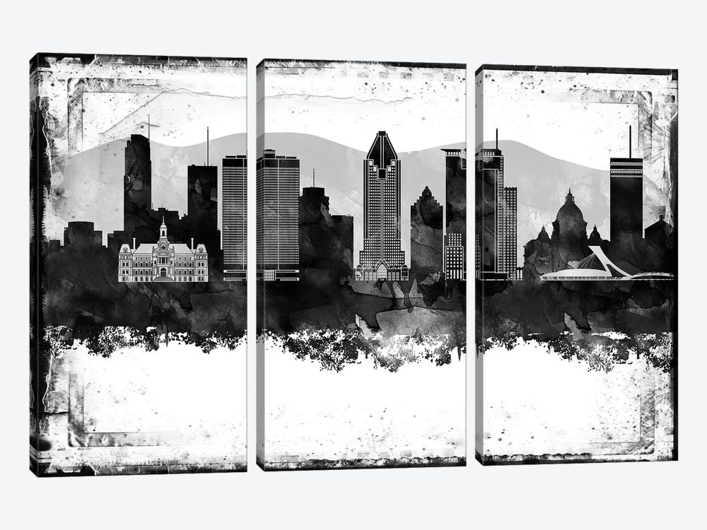 Montreal Black & White Film by WallDecorAddict 3-piece Canvas Wall Art