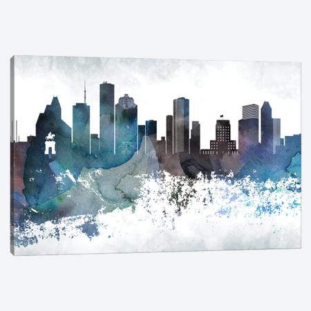 Houston Bluish Skylines Canvas Print #WDA144} by WallDecorAddict Canvas Art Print