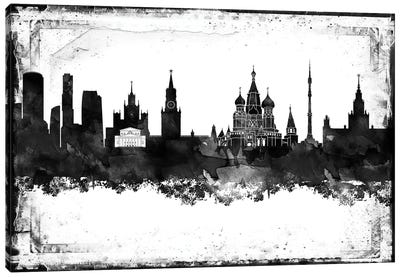 Moscow Black & White Film Canvas Art Print - Russia Art