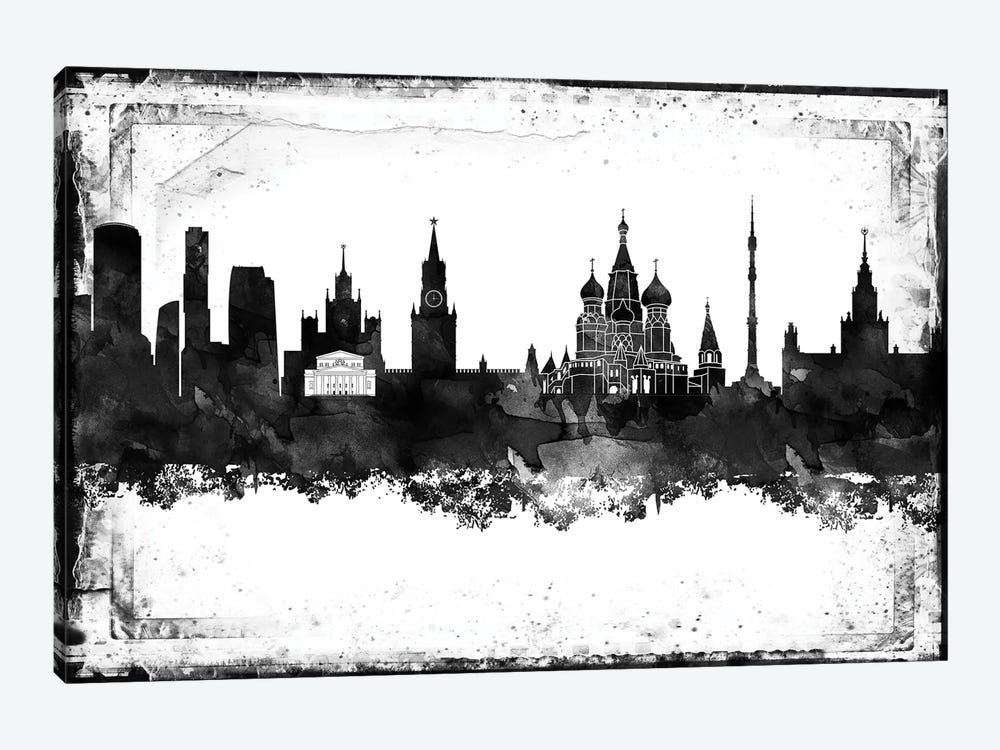 Moscow Black & White Film by WallDecorAddict 1-piece Canvas Art