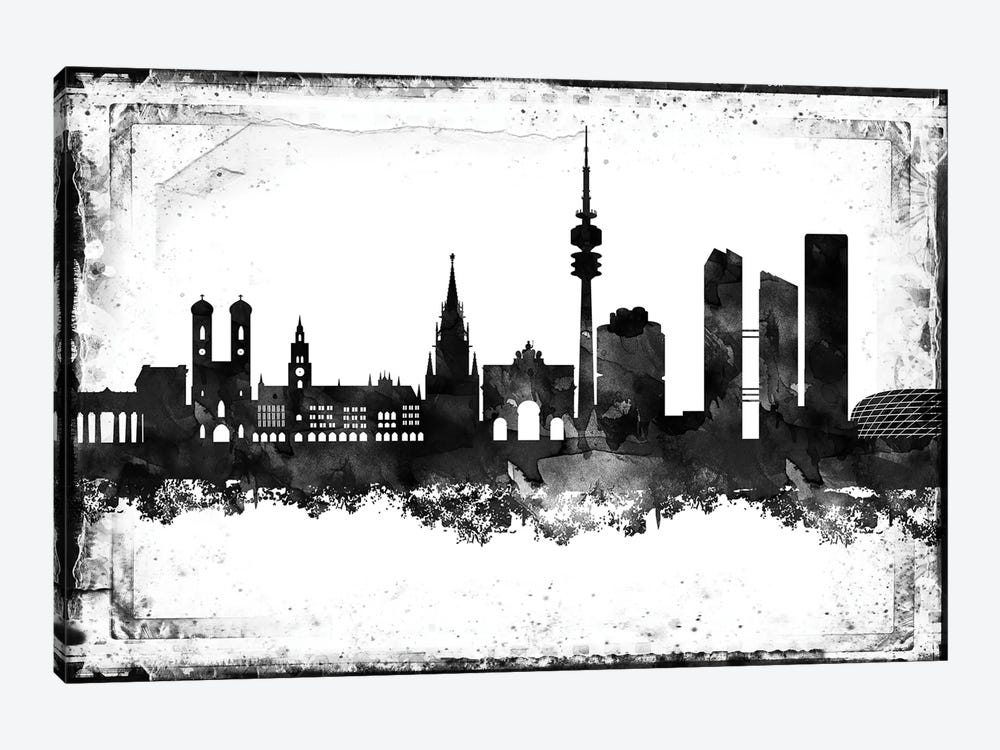 Munich Black & White Film by WallDecorAddict 1-piece Canvas Wall Art