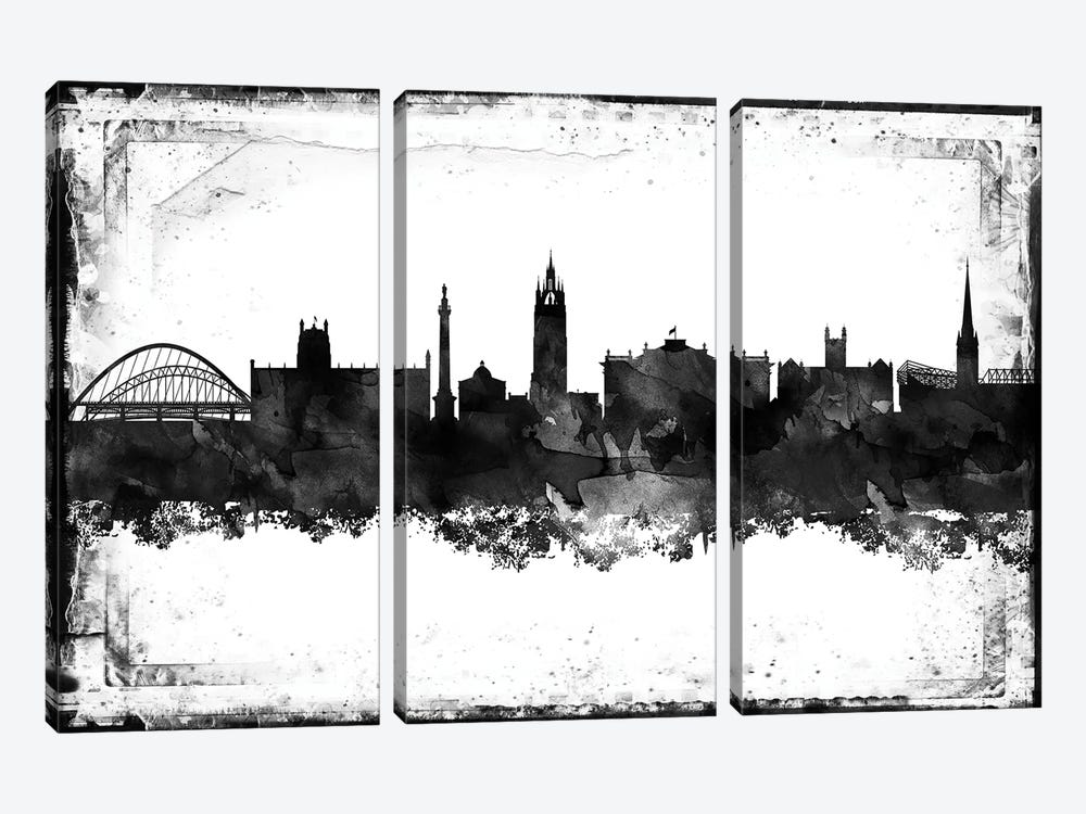 Newcastle Black & White Film by WallDecorAddict 3-piece Canvas Art