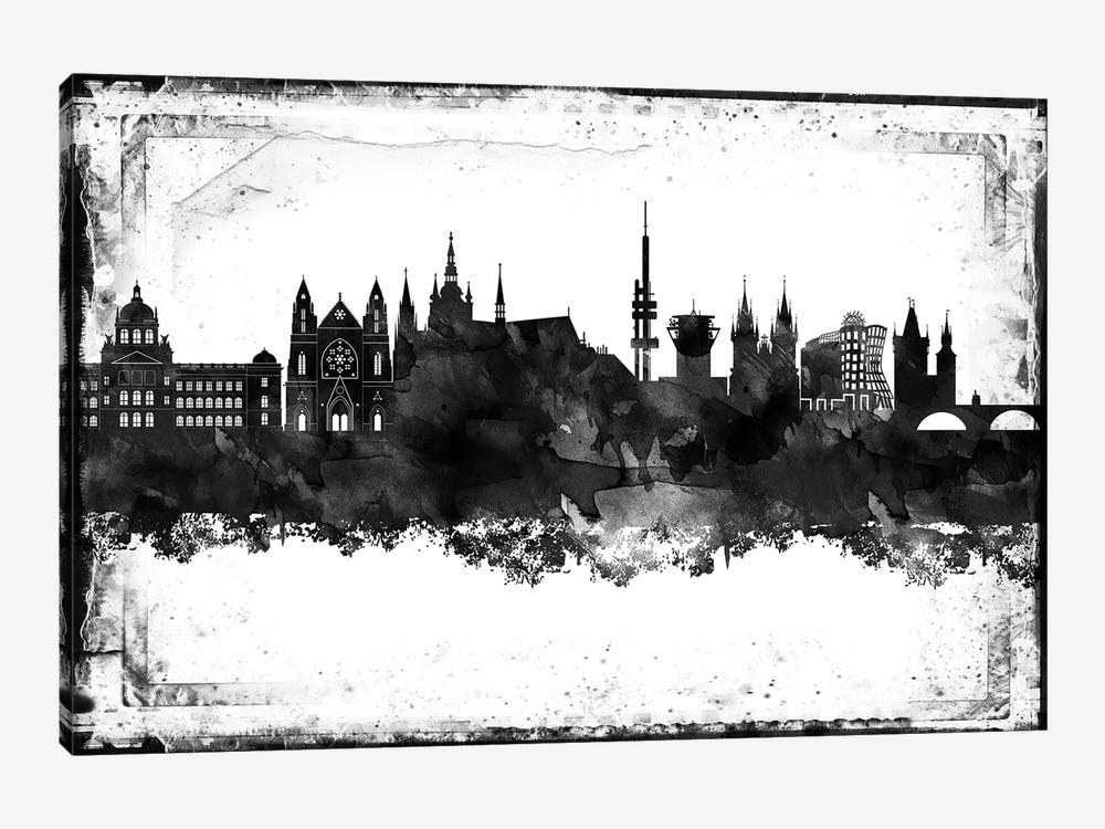 Prague Black & White Film by WallDecorAddict 1-piece Canvas Artwork