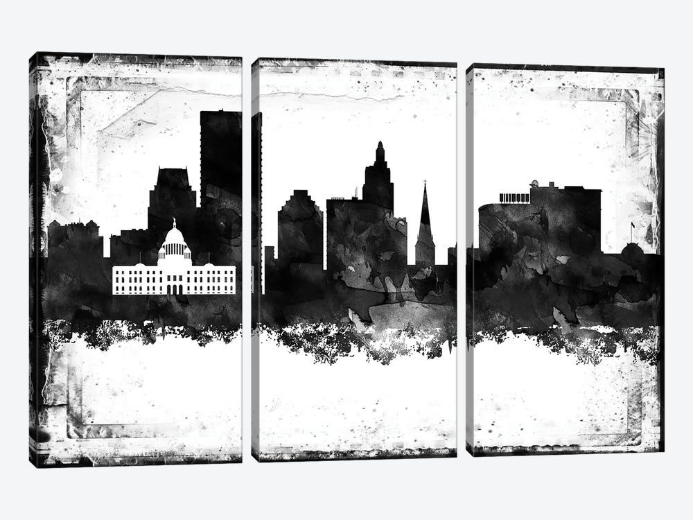 Providence Black & White Film by WallDecorAddict 3-piece Art Print