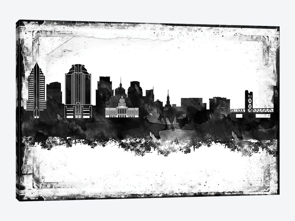 Sacramento Black & White Film by WallDecorAddict 1-piece Canvas Art