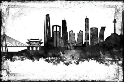 Seoul Black & White Film by WallDecorAddict canvas print