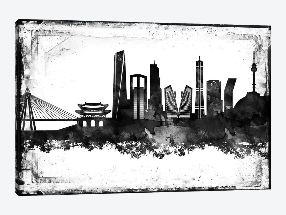 Seoul Black & White Film by WallDecorAddict 1-piece Canvas Art
