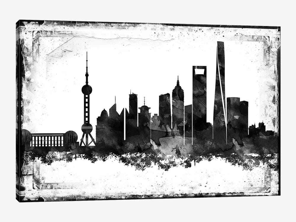 Shanghai Black & White Film by WallDecorAddict 1-piece Art Print
