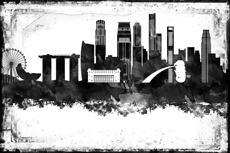 Singapore Black & White Film by WallDecorAddict wall art