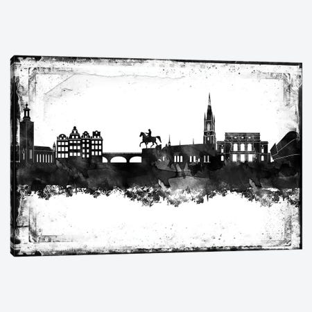 Stockholm Black & White Film Canvas Print #WDA1477} by WallDecorAddict Canvas Wall Art