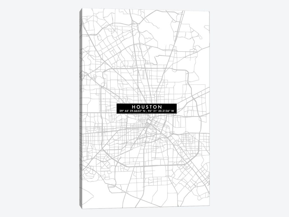 Houston City Map Minimal by WallDecorAddict 1-piece Canvas Art Print