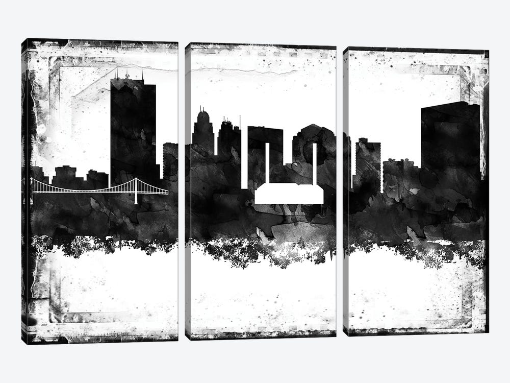 Toledo Black & White Film by WallDecorAddict 3-piece Canvas Print