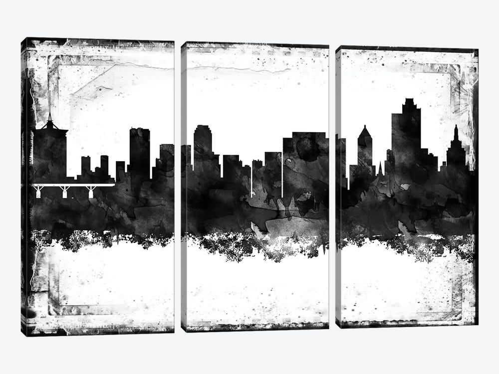 Tulsa Black & White Film by WallDecorAddict 3-piece Canvas Art