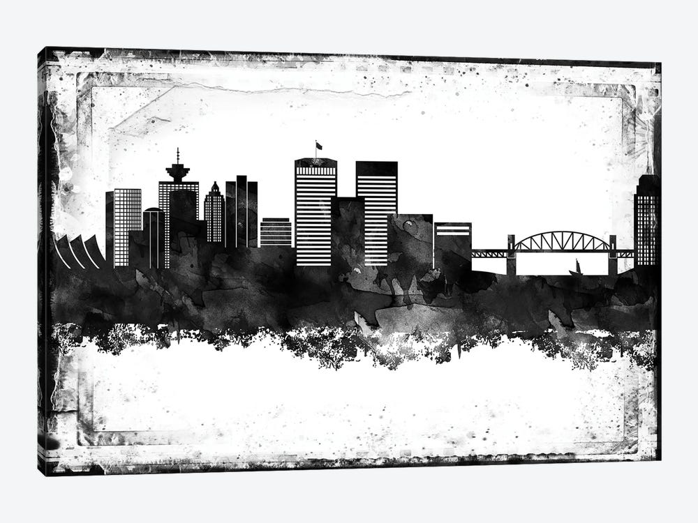 Vancouver Black & White Film by WallDecorAddict 1-piece Canvas Art Print