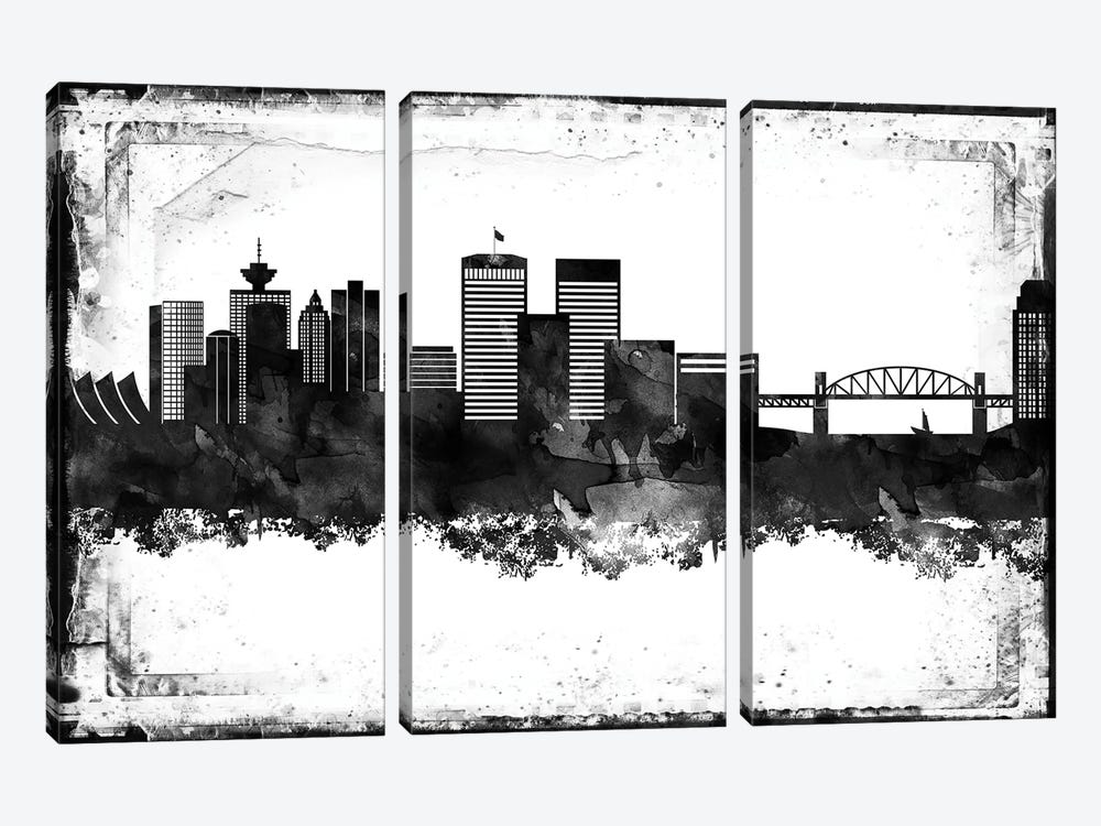 Vancouver Black & White Film by WallDecorAddict 3-piece Art Print