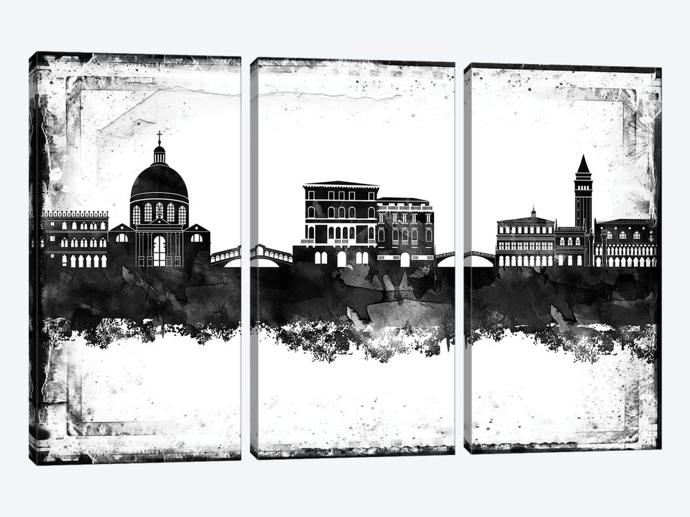 Venice Black & White Film by WallDecorAddict 3-piece Canvas Artwork