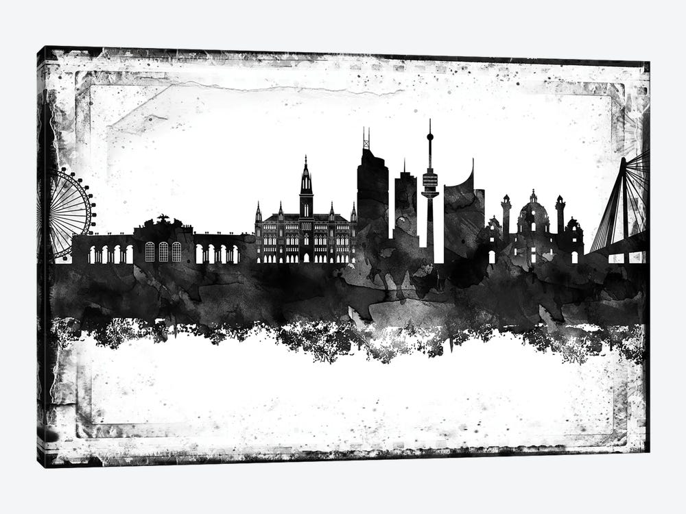 Vienna Black & White Film by WallDecorAddict 1-piece Canvas Art Print