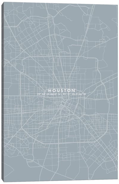 Houston City Map Simple Color Canvas Art Print - Houston Art